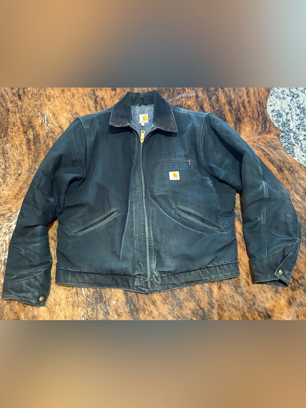 Vintage Carhartt Detroit Jacket J001 Black Made in USA Union Made Men's L 25th - Picture 2 of 15